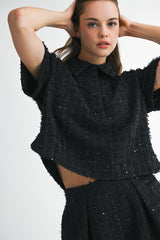 KENNEDY TWEED SHIRT AND PLEATED SHORTS