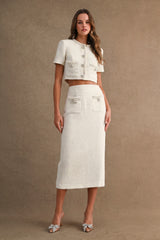 GWEN JEWEL TRIM TWEED JACKET AND MIDI SKIRT SET