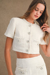 GWEN JEWEL TRIM TWEED JACKET AND MIDI SKIRT SET