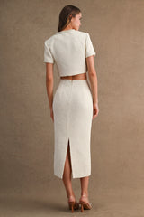 GWEN JEWEL TRIM TWEED JACKET AND MIDI SKIRT SET