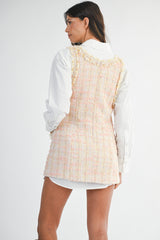 MAELLE TWEED MINI DRESS AND CONTRAST SHIRT SET