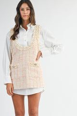 MAELLE TWEED MINI DRESS AND CONTRAST SHIRT SET