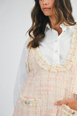 MAELLE TWEED MINI DRESS AND CONTRAST SHIRT SET