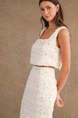 HOLLAND SQUARE NECK CROP TOP AND MINI SKIRT SET