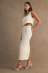 HOLLAND SQUARE NECK CROP TOP AND MINI SKIRT SET