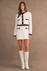 ELAINA BOW KNIT CARDIGAN JACKET AND MINI SKIRT SET