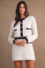 ELAINA BOW KNIT CARDIGAN JACKET AND MINI SKIRT SET