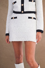 ELAINA BOW KNIT CARDIGAN JACKET AND MINI SKIRT SET