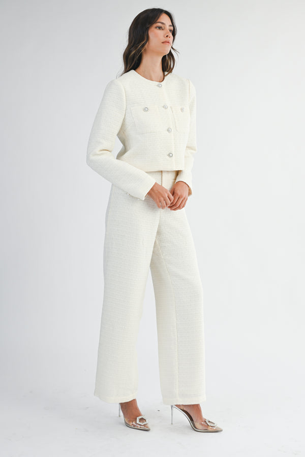 AVALYNN CROP TWED JACKET PANTS SET