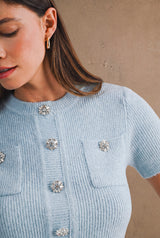 LUCILLE BUTTON FRONT SWEATER TOP AND MIDI SKIRT SET