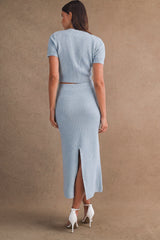 LUCILLE BUTTON FRONT SWEATER TOP AND MIDI SKIRT SET