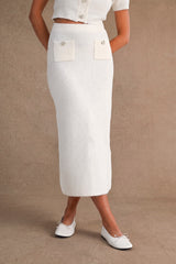 LUCILLE BUTTON FRONT SWEATER TOP AND MIDI SKIRT SET