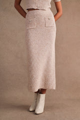 LUCILLE BUTTON FRONT SWEATER TOP AND MIDI SKIRT SET