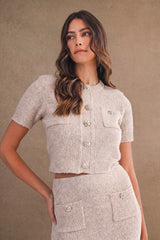 LUCILLE BUTTON FRONT SWEATER TOP AND MIDI SKIRT SET
