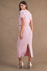 LUCILLE BUTTON FRONT SWEATER TOP AND MIDI SKIRT SET