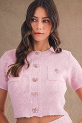 LUCILLE BUTTON FRONT SWEATER TOP AND MIDI SKIRT SET