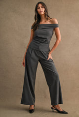 CLAIRE OFF SHOULDER TOP AND PANTS SET