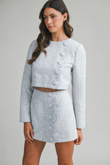 JAZMINE TWEED SCALLOP CROP TOP AND SKORT SET