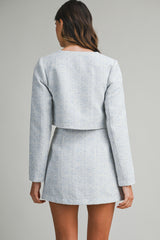 JAZMINE TWEED SCALLOP CROP TOP AND SKORT SET