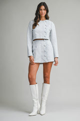 JAZMINE TWEED SCALLOP CROP TOP AND SKORT SET