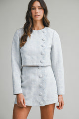 JAZMINE TWEED SCALLOP CROP TOP AND SKORT SET