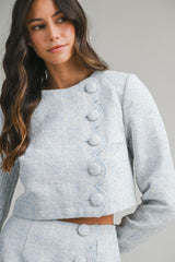 JAZMINE TWEED SCALLOP CROP TOP AND SKORT SET