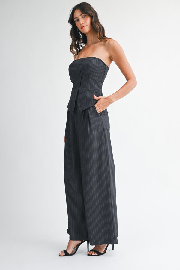 SYLVIE PIN STRIPE TUBE TOP AND PANTS SET