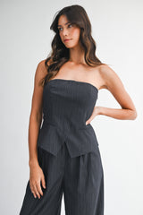 SYLVIE PIN STRIPE TUBE TOP AND PANTS SET