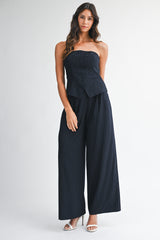 SYLVIE PIN STRIPE TUBE TOP AND PANTS SET