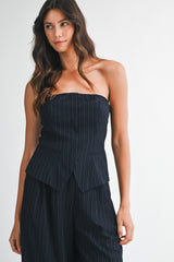 SYLVIE PIN STRIPE TUBE TOP AND PANTS SET