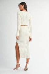 ARLENE ASYMMETRICAL KNIT TOP SKIRT SET