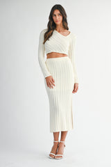 ARLENE ASYMMETRICAL KNIT TOP SKIRT SET