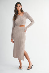 ARLENE ASYMMETRICAL KNIT TOP SKIRT SET