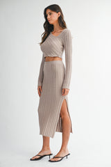 ARLENE ASYMMETRICAL KNIT TOP SKIRT SET