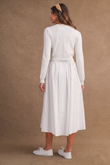 MELINA BUTTON UP FRONT CARDIGAN TOP AND SKIRT SET