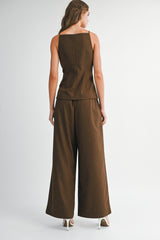 IRIA STRAP BUTTON DOWN JACKET AND PANTS SET