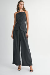 IRIA STRAP BUTTON DOWN JACKET AND PANTS SET