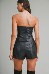 KADIDIATOU FAUX LEATHER TUBE TOP AND SHORTS SET