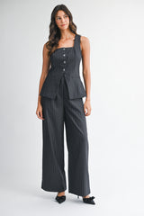 BRYNN PIN STRIPE VEST PANTS SET