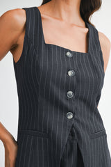 BRYNN PIN STRIPE VEST PANTS SET