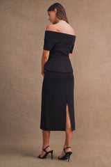 LILLIAN OFF SHOULDER KNIT TOP AND MIDI SKIRT SET