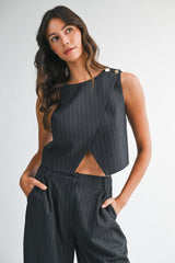 GALA SLEEVELESS WRAP TOP AND PANTS SET