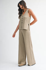 FIORELLA SLIT SWEATER VEST PANTS SET