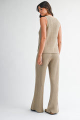 FIORELLA SLIT SWEATER VEST PANTS SET