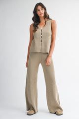 FIORELLA SLIT SWEATER VEST PANTS SET