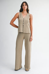 FIORELLA SLIT SWEATER VEST PANTS SET
