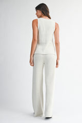FIORELLA SLIT SWEATER VEST PANTS SET