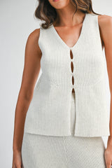 FIORELLA SLIT SWEATER VEST PANTS SET