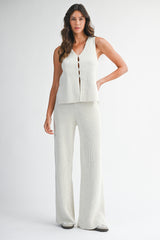 FIORELLA SLIT SWEATER VEST PANTS SET