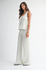 FIORELLA SLIT SWEATER VEST PANTS SET